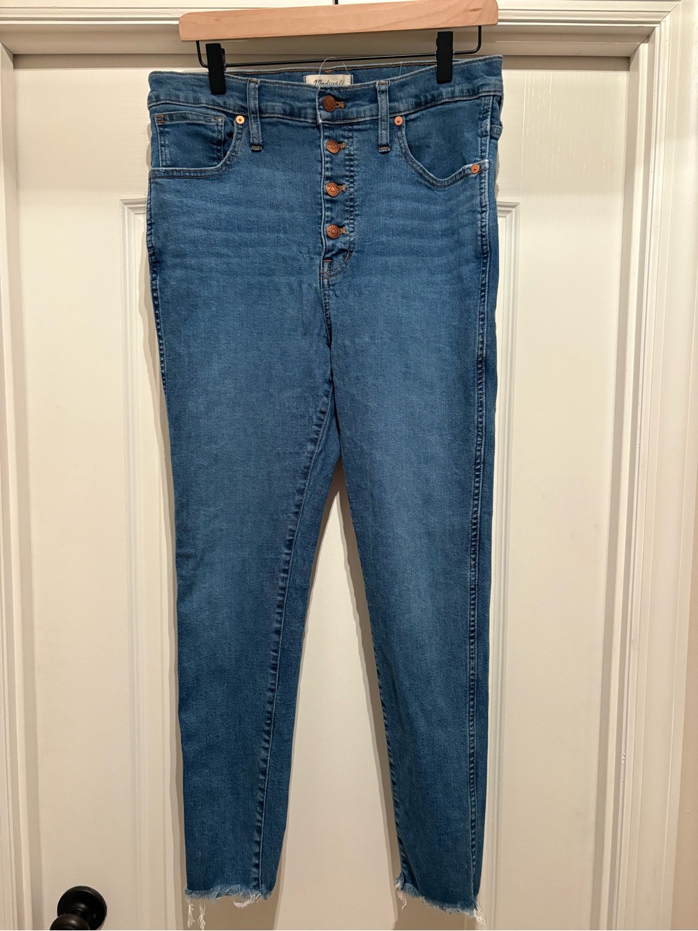 Women’s Madewell 10" High-Rise Skinny Jeans in Mackey Wash: Button-Front Edition